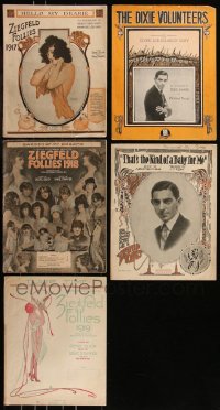 7z0433 LOT OF 5 ZIEGFELD FOLLIES 10.5X13.5 SHEET MUSIC 1910s a variety of great songs!