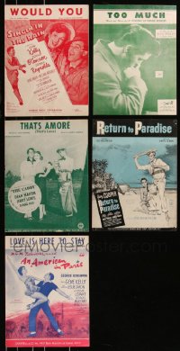 7z0434 LOT OF 5 MOVIE SHEET MUSIC 1950s Singin' in the Rain, That's Amore, Too Much & more!
