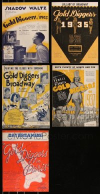 7z0435 LOT OF 5 GOLD DIGGERS MOVIE SHEET MUSIC 1920s-1930s a variety of great songs!