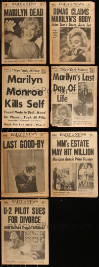 7z0007 LOT OF 7 NEW YORK NEWSPAPERS WITH MARILYN MONROE DEATH COVERS 1962 the day she died!