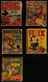 7z0645 LOT OF 5 CARTOON ANIMATION BIG LITTLE BOOKS 1930s Mickey Mouse, Donald Duck, Felix, Bugs!