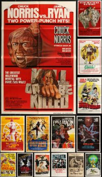 7z0319 LOT OF 16 FOLDED KUNG FU ONE-SHEETS 1970s-1980s great images from martial arts movies!