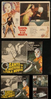 7z0048 LOT OF 5 SANTO WRESTLING MEXICAN LOBBY CARDS 1970s-1980s cool images of the masked wrestler!