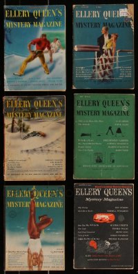 7z0557 LOT OF 6 ELLERY QUEEN'S MYSTERY MAGAZINES 1950s filled with great images & articles!