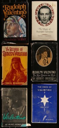 7z0651 LOT OF 6 RUDOLPH VALENTINO HARDCOVER BOOKS 1950s-1970s biographies of the legendary star!