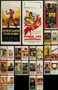 7z0063 LOT OF 29 FORMERLY FOLDED ITALIAN LOCANDINAS 1960s-1970s a variety of movie images!