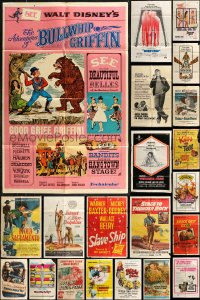 7z0287 LOT OF 65 FOLDED ONE-SHEETS 1950s-1970s great images from a variety of different movies!