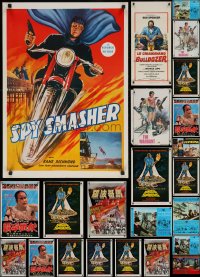 7z0083 LOT OF 27 FORMERLY FOLDED MISCELLANEOUS NON-U.S. POSTERS 1960s-1970s cool movie image!