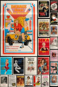 7z0095 LOT OF 42 FORMERLY TRI-FOLDED SEXPLOITATION ONE-SHEETS 1970s-1980s sexy images!