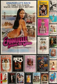 7z0292 LOT OF 52 FOLDED SEXPLOITATION ONE-SHEETS 1970s-1980s sexy images with some nudity!