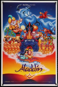 8a0741 ALADDIN DS 1sh 1992 Walt Disney Arabian fantasy cartoon, Calvin Patton art of cast!