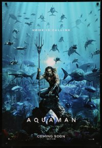 8a0752 AQUAMAN int'l teaser DS 1sh 2018 DC, Jason Momoa in title role with great white sharks and more!