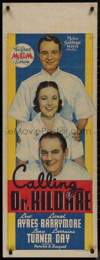 8a0270 CALLING DR. KILDARE long Aust daybill 1939 Lew Ayres, Lionel Barrymore, Laraine Day, rare!