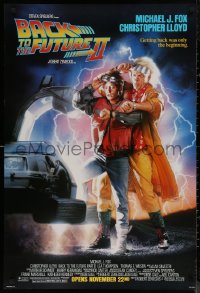8a0760 BACK TO THE FUTURE II advance DS 1sh 1989 art of Michael J. Fox & Christopher Lloyd by Drew Struzan!