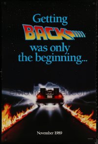 8a0761 BACK TO THE FUTURE II teaser DS 1sh 1989 great image of the Delorean time machine!