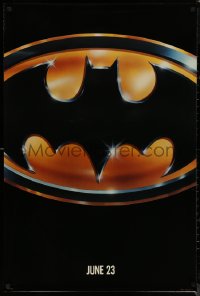 8a0767 BATMAN teaser 1sh 1989 directed by Tim Burton, cool image of Bat logo, glossy finish!