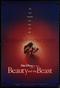 8a0772 BEAUTY & THE BEAST DS 1sh 1991 Disney cartoon classic, romantic dancing art by John Alvin!