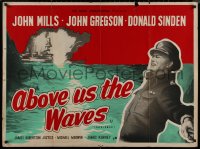 8a0616 ABOVE US THE WAVES British quad R1960s John Mills & James Robertson Justice, Naval warfare!