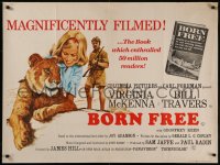 8a0630 BORN FREE British quad 1966 image of Virginia McKenna & Bill Travers with Elsa the lioness!