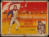 8a0632 CAPTAIN HORATIO HORNBLOWER British quad 1951 Gregory Peck w/ sword & Mayo, ultra rare!