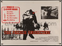 8a0655 FRENCH CONNECTION awards British quad 1972 Gene Hackman in movie chase, William Friedkin!