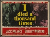 8a0664 I DIED A THOUSAND TIMES British quad 1955 artwork of Jack Palance & sexy Shelley Winters!