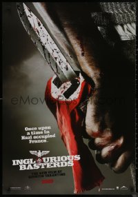 8a0353 INGLOURIOUS BASTERDS teaser Canadian 1sh 2009 Tarantino, bloody knife through Nazi flag!