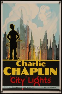 8a0051 CITY LIGHTS S2 poster 2001 Charlie Chaplin overlooking New York skyline!
