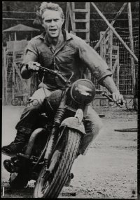 8a0200 STEVE McQUEEN 27x39 commercial poster 1966 image of actor on motorcycle in Great Escape!