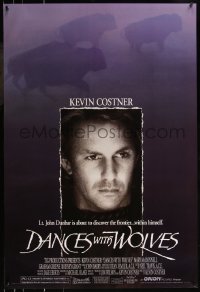 8a0815 DANCES WITH WOLVES DS 1sh 1990 Kevin Costner directs & stars, image of buffalo!