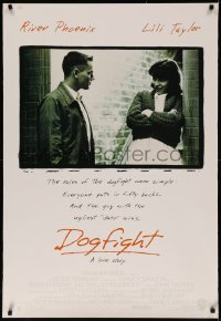 8a0829 DOGFIGHT 1sh 1991 Brendan Fraser, cool close-up image of River Phoenix & Lili Taylor!
