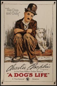 8a0056 DOG'S LIFE S2 poster 1998 great art of Charlie Chaplin as the Tramp & his mutt!