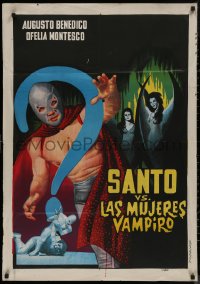 8a0527 SANTO VS LAS MUJERES VAMPIRO Egyptian poster 1962 different art of masked wrestler Santo!