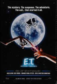 8a0839 E.T. THE EXTRA TERRESTRIAL teaser DS 1sh R2002 Drew Barrymore, Spielberg, bike over the moon!