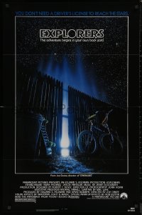 8a0848 EXPLORERS 1sh 1985 directed by Joe Dante, the adventure begins in your own back yard!