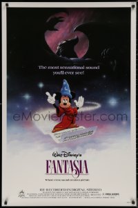 8a0849 FANTASIA 1sh R1985 Mickey from Sorcerer's Apprentice & Chernabog from Night on Bald Mountain!