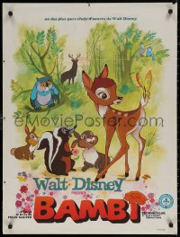 8a0547 BAMBI French 24x32 R1960s Walt Disney cartoon deer classic, great art with Thumper & Flower!