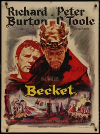8a0548 BECKET French 24x32 1964 Richard Burton in the title role, Peter O'Toole, Landi artwork!