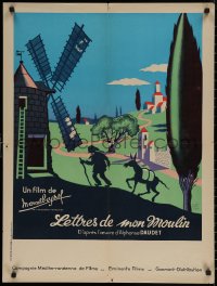 8a0576 LETTERS FROM MY WINDMILL French 24x31 R1950s Marcel Pagnol, great art of man & donkey!