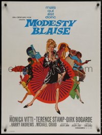 8a0580 MODESTY BLAISE French 24x32 1966 Bob Peak art of sexiest female secret agent Monica Vitti!