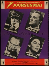 8a0590 SEVEN DAYS IN MAY French 23x31 1964 Burt Lancaster, Kirk Douglas, Fredric March & Ava Gardner!