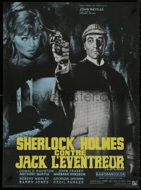 8a0596 STUDY IN TERROR French 23x31 1966 Neville as Holmes by Mascii, original caped crusader!