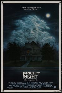 8a0867 FRIGHT NIGHT int'l 1sh 1985 Sarandon, McDowall, best classic horror art by Peter Mueller!