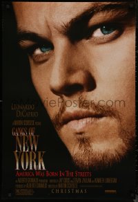 8a0873 GANGS OF NEW YORK advance DS 1sh 2002 Martin Scorsese, close-up of Leonardo DiCaprio!
