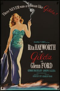 8a0063 GILDA S2 poster 2000 classic art of sexy smoking Rita Hayworth in sheath dress!