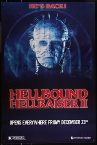 8a0903 HELLBOUND: HELLRAISER II teaser 1sh 1988 Clive Barker, close-up of Pinhead, he's back!
