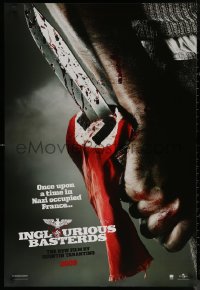 8a0925 INGLOURIOUS BASTERDS teaser DS 1sh 2009 Quentin Tarantino, bloody knife through Nazi flag!