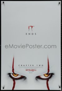 8a0932 IT CHAPTER TWO advance DS 1sh 2019 Stephen King, creepy super close-up image of Pennywise!