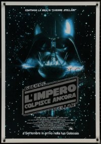 8a0315 EMPIRE STRIKES BACK advance Italian 1sh 1980 George Lucas, Darth Vader head in space, rare!
