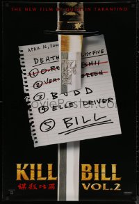 8a0954 KILL BILL: VOL. 2 teaser 1sh 2004 Uma Thurman, Quentin Tarantino directed, hit list & katana!